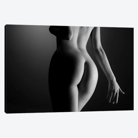 Naked Woman's Back, Ass And Nude Buttocks In Black And White Sensual Photography V Canvas Print #ADT191} by Alessandro Della Torre Canvas Wall Art