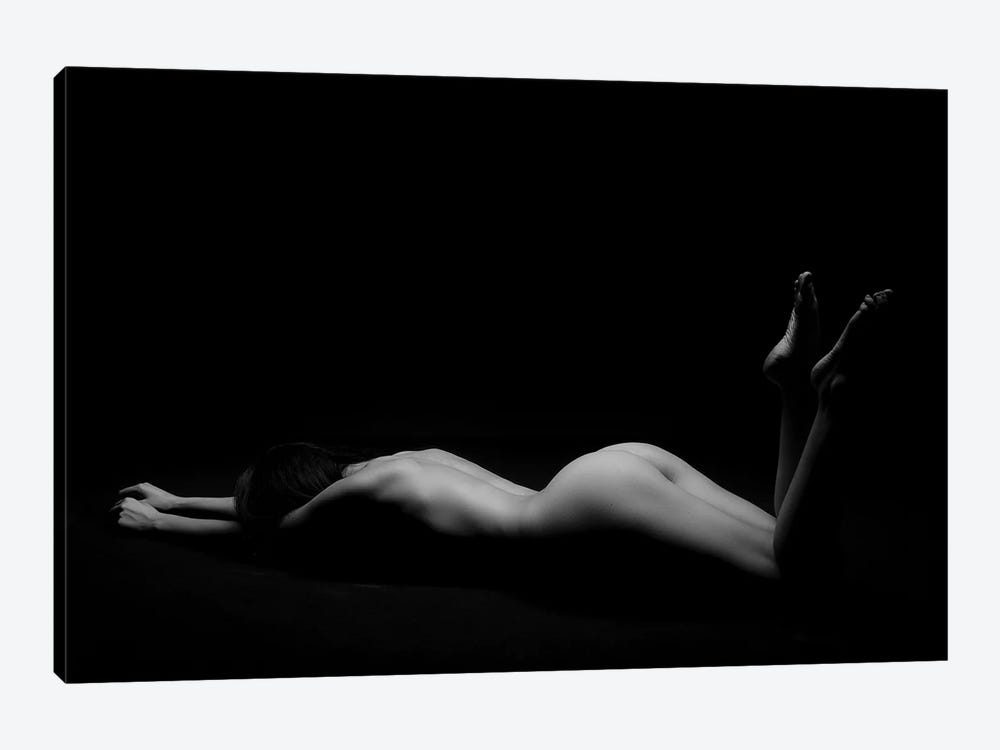 Nude Woman Laying Down Naked With Back Upwords In Black And Whte Sensual Photography by Alessandro Della Torre 1-piece Canvas Print