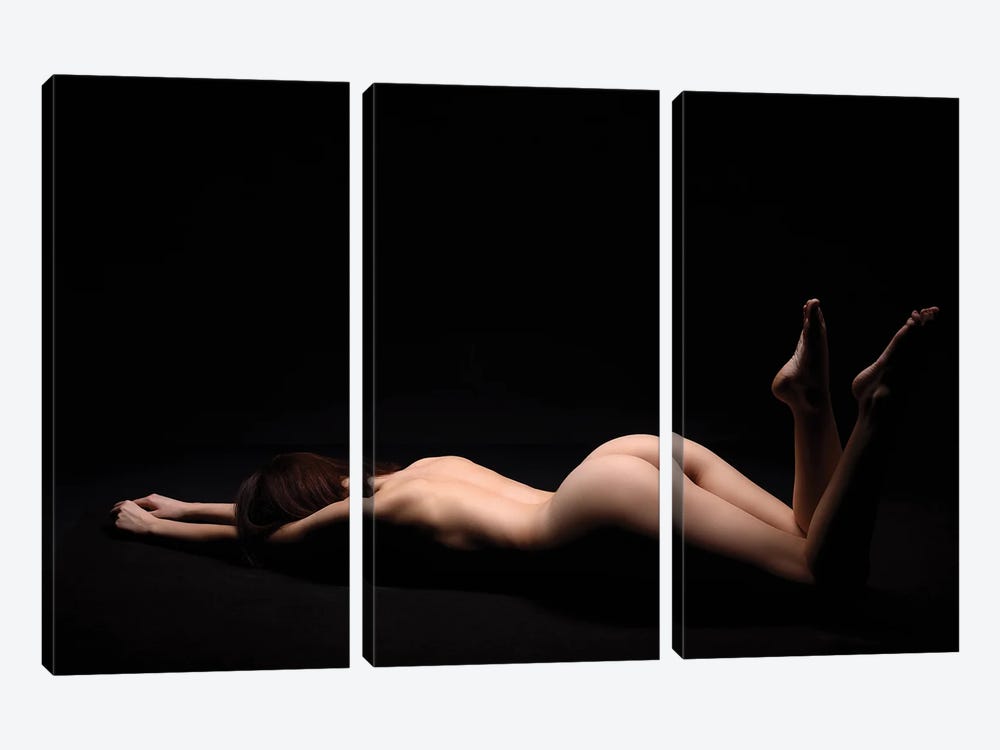 Nude Woman Laying Down Naked With Back Upwords In Sexy And Sensual Photography II by Alessandro Della Torre 3-piece Canvas Art