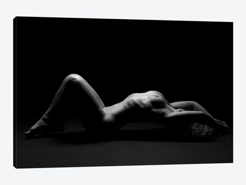 Nude Black And White Photography Of Naked Laying Down Girl I by Alessandro Della Torre 1-piece Canvas Wall Art