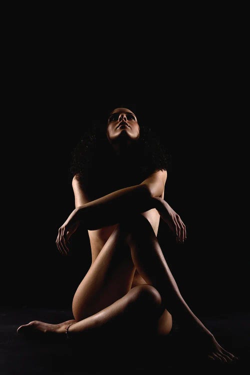 Woman's Nude Sensual With Crossed Legs And Arms