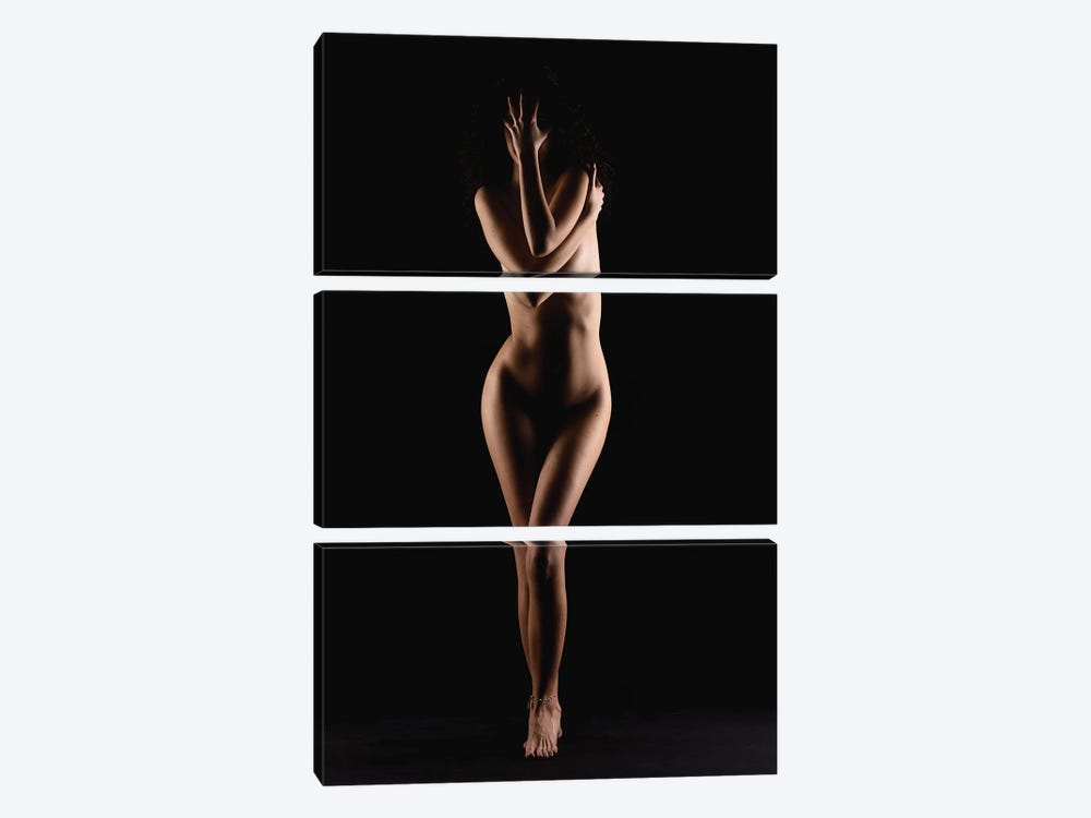 Nude Woman Stainding Up Naked As Bodyscape Silhouette II by Alessandro Della Torre 3-piece Canvas Print