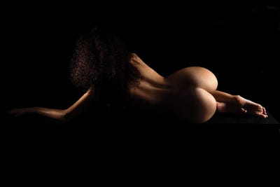 Nude Sexy Woman Laying Down Naked On Black Studio Background by Alessandro Della Torre canvas print