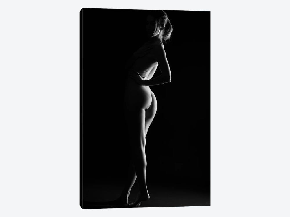 Nude Fine Art Standing Naked Woman's Body Sexy In Black And White VII by Alessandro Della Torre 1-piece Canvas Artwork