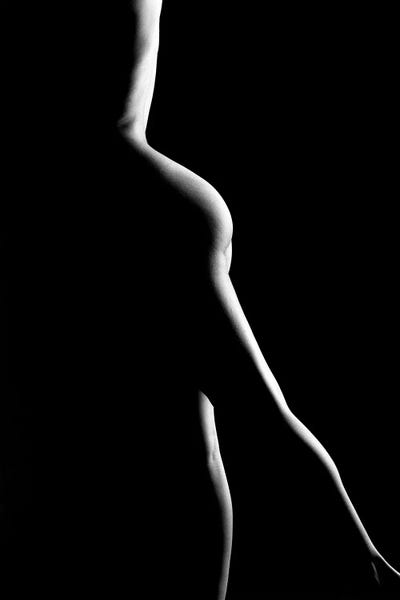 Nude Fine Art Standing Naked Woman's Body Sexy In Black And White X by Alessandro Della Torre art print