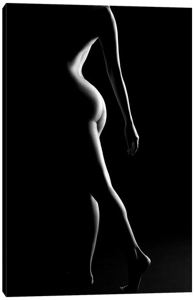 Nude Fine Art Standing Naked Woman's Body Sexy In Black And White XI Canvas Art Print - Alessandro Della Torre