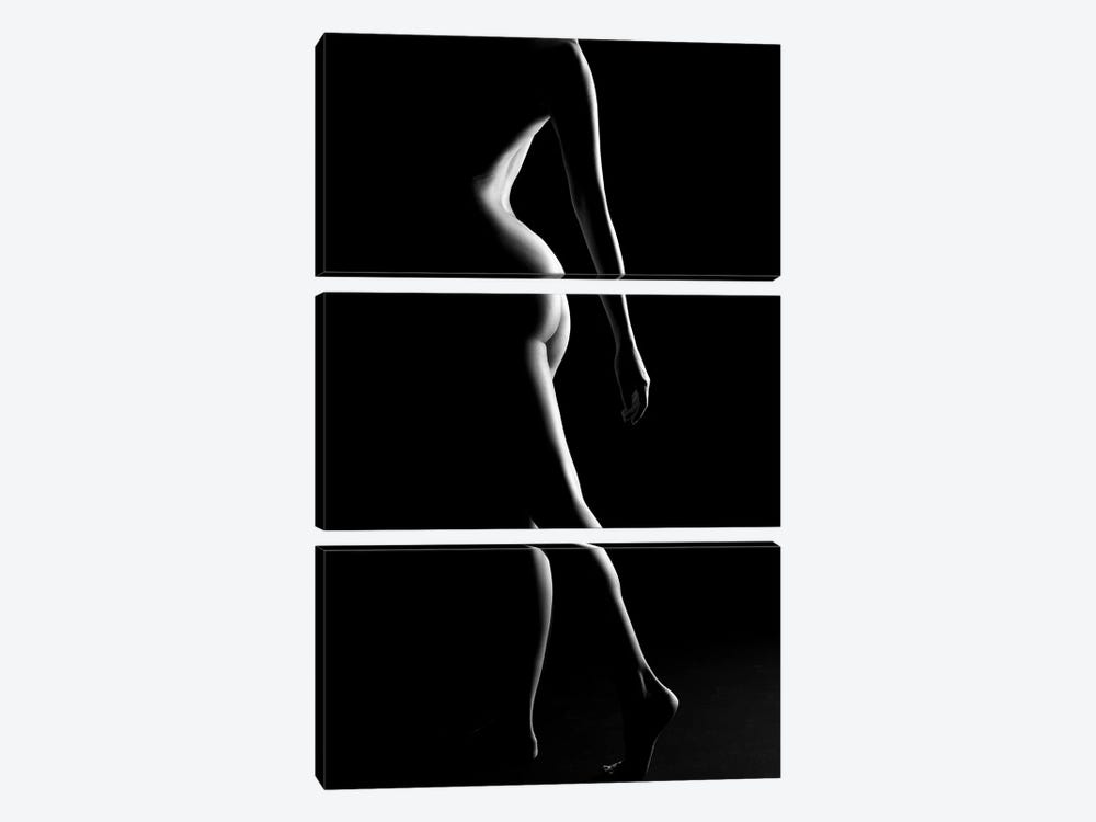 Nude Fine Art Standing Naked Woman's Body Sexy In Black And White XI by Alessandro Della Torre 3-piece Canvas Wall Art