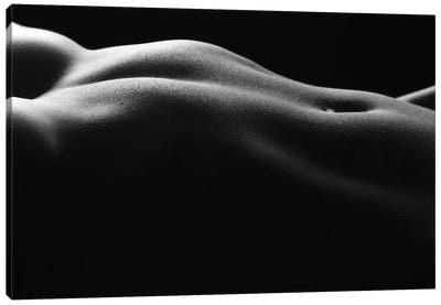 Naked Black And White Nude Belly Button And Female's Abdominal III Canvas Art Print - Alessandro Della Torre
