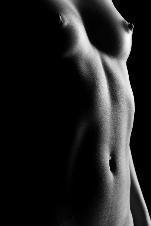 Naked Black And White Nude Belly Button And Female's Abdominal V