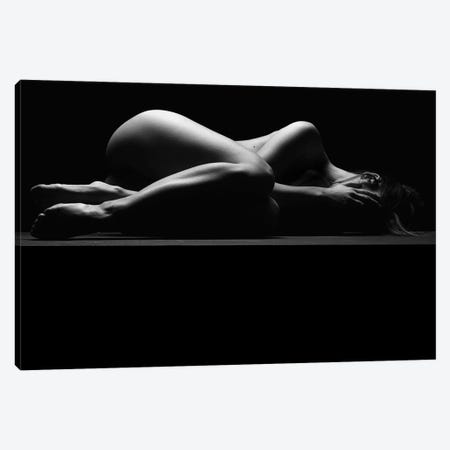 Nude Laying Down Woman Naked Sensual On Black Background III Canvas Print #ADT241} by Alessandro Della Torre Canvas Wall Art