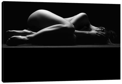 Nude Laying Down Woman Naked Sensual On Black Background III Canvas Art Print - Alessandro Della Torre