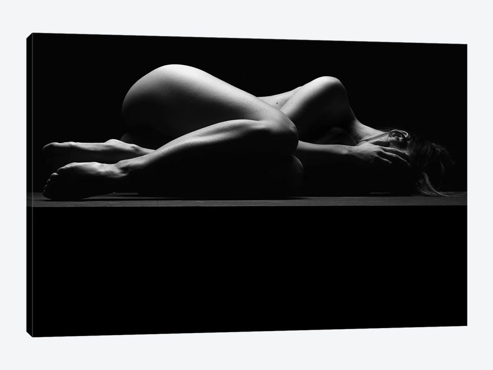 Nude Laying Down Woman Naked Sensual On Black Background III by Alessandro Della Torre 1-piece Art Print