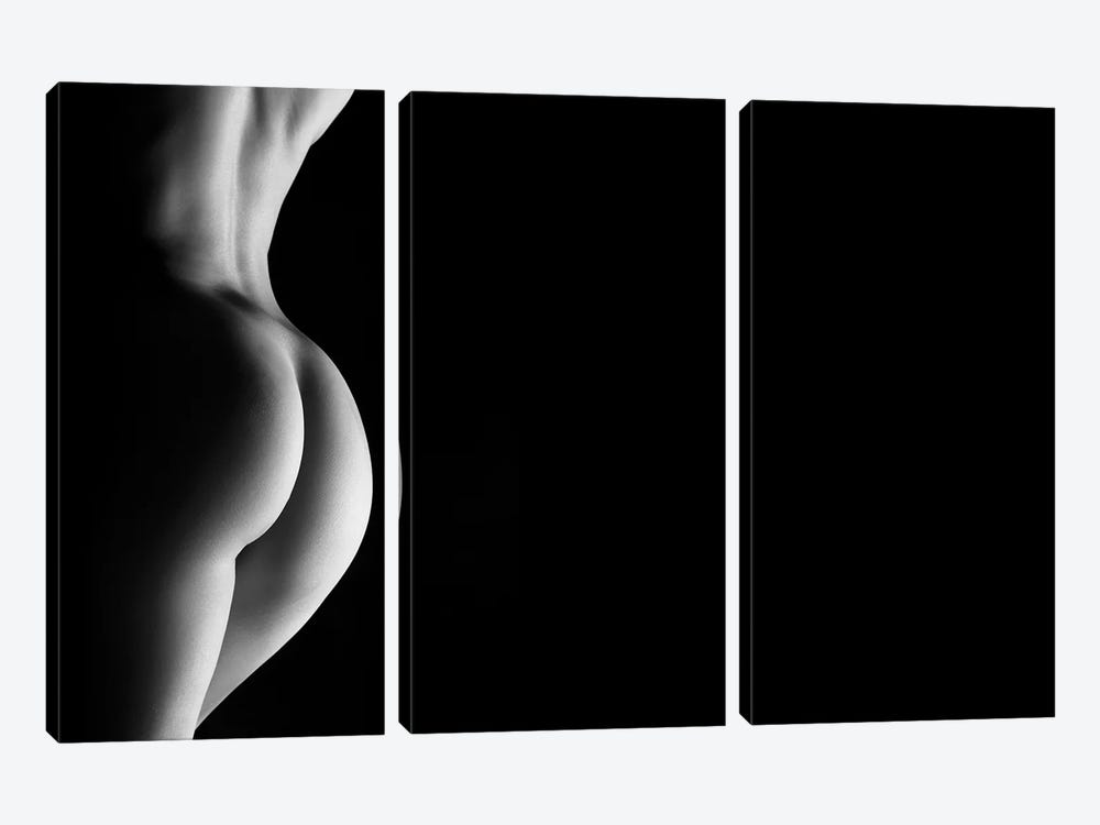 Nude Standing Black And White Sensual Naked Woman by Alessandro Della Torre 3-piece Canvas Print
