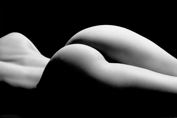 Nude Laying Down Woman Naked Sensual On Black Background XII