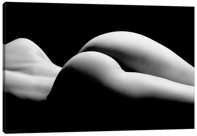 Nude Laying Down Woman Naked Sensual On Black Background XII Canvas Art Print - Alessandro Della Torre
