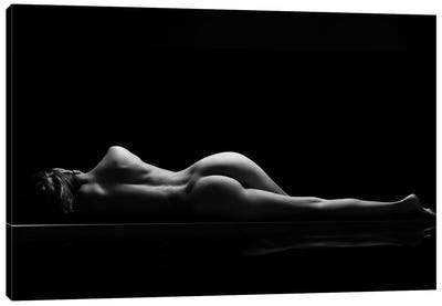 Nude Laying Down Woman Naked Sensual On Black Background XI Canvas Art Print - Alessandro Della Torre