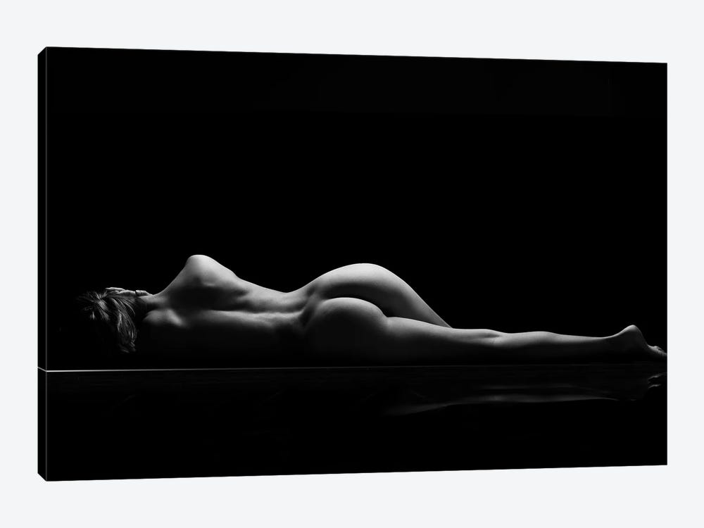 Nude Laying Down Woman Naked Sensual On Black Background XI by Alessandro Della Torre 1-piece Art Print