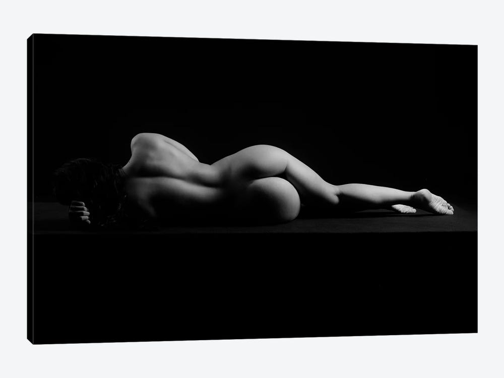 Nude Woman Sleeping Naked Laying Down Sensual Isolated On Black II by Alessandro Della Torre 1-piece Art Print