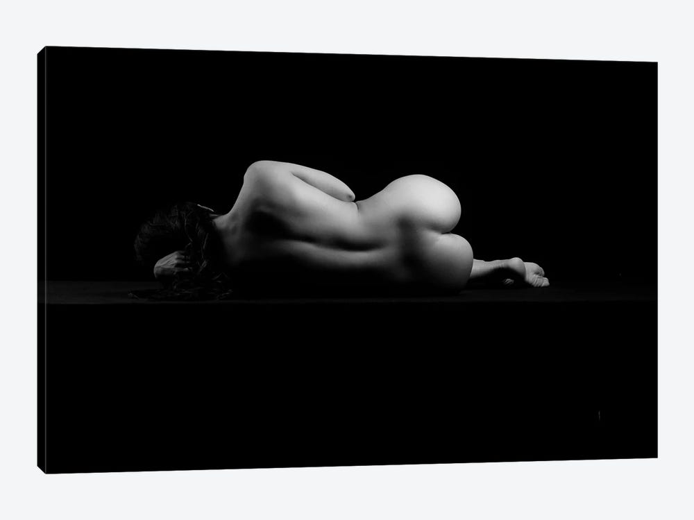 Nude Woman Sleeping Naked Laying Down Sensual Isolated On Black IV by Alessandro Della Torre 1-piece Art Print
