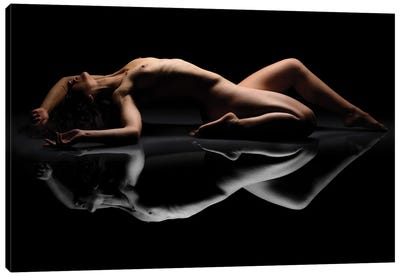 Reflextion Of Fine Art Nude Woman Laying Down Naked IX Canvas Art Print - Alessandro Della Torre