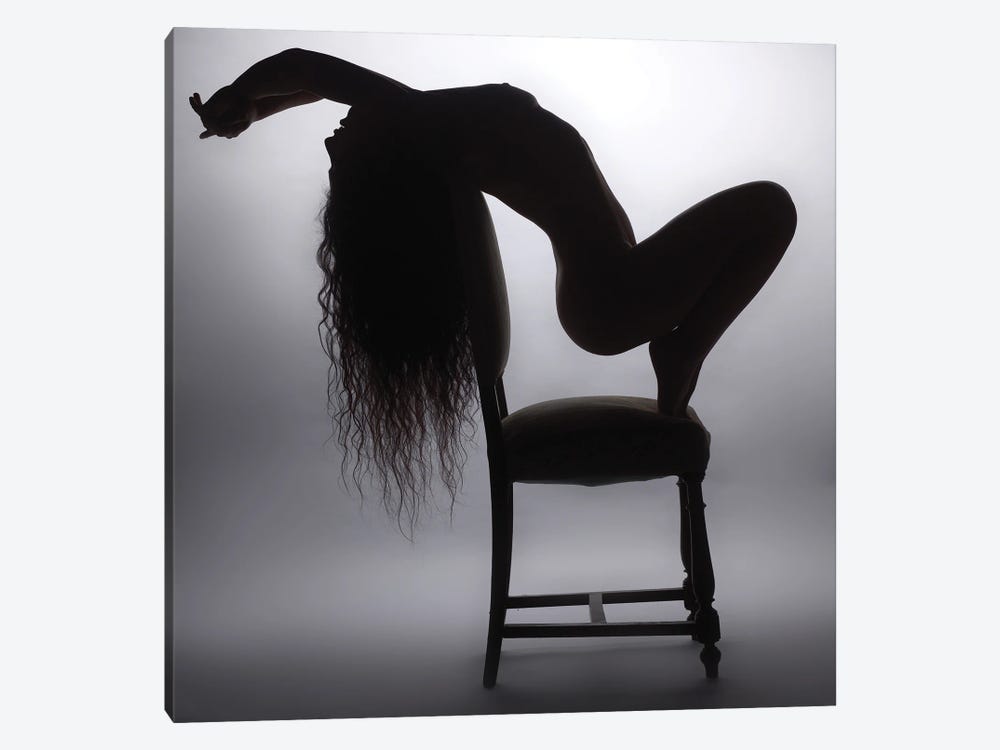 Nude Woman In Silhouette Light And Shadows On A Chair II by Alessandro Della Torre 1-piece Canvas Wall Art