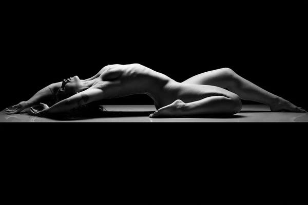 Nude Woman Black And White Fine Art Naked Girl Laying Down III