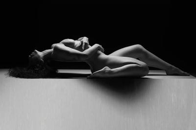 Nude Woman Black And White Fine Art Naked Girl Laying Down VI by Alessandro Della Torre canvas print