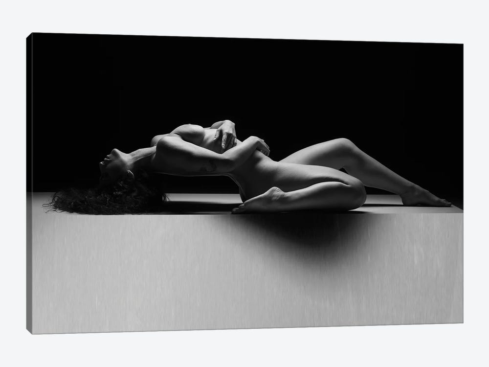 Nude Woman Black And White Fine Art Naked Girl Laying Down VI by Alessandro Della Torre 1-piece Canvas Art Print