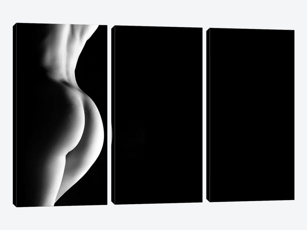 Close Up In Black And White Of A Beautiful Nude Woman's Ass And Back by Alessandro Della Torre 3-piece Canvas Artwork