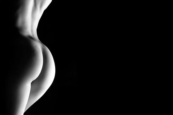 Close Up In Black And White Of A Beautiful Nude Woman's Ass And Back