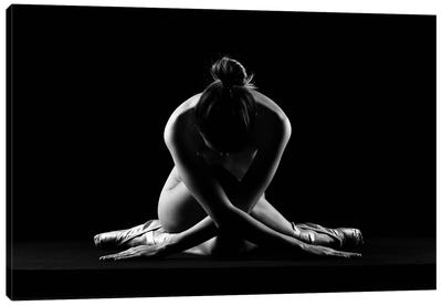 Nude Classical Ballerina Dancer Woman Sitting Naked With Ballet Shoes Canvas Art Print - Alessandro Della Torre