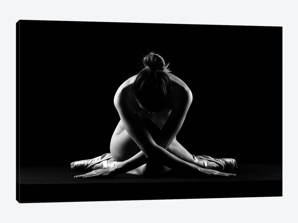 Nude Classical Ballerina Dancer Woman Sitting Naked With Ballet Shoes by Alessandro Della Torre 1-piece Canvas Art