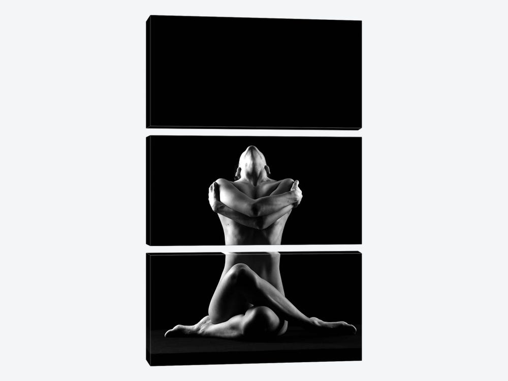 Sitting Down Nude Woman Embracing Naked On Silhouette Photography II by Alessandro Della Torre 3-piece Canvas Art
