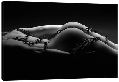 Nude Woman's Back And Ass With A Sexy Bondage Chain II Canvas Art Print - Fine Art Photography