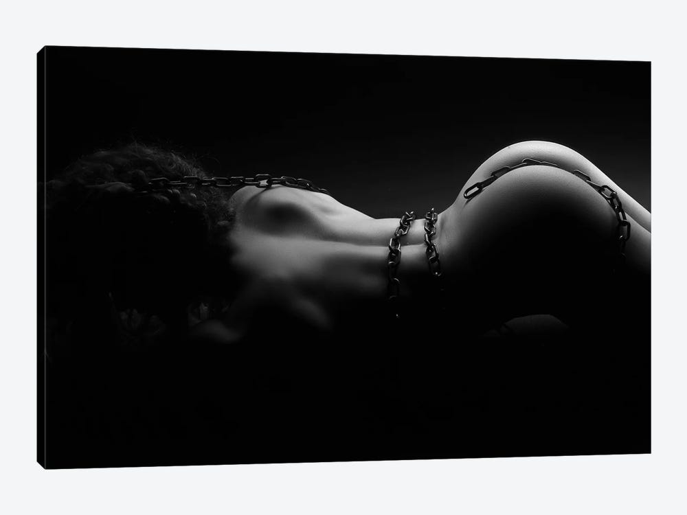 Nude Woman's Back And Ass With A Sexy Bondage Chain  IV by Alessandro Della Torre 1-piece Canvas Print