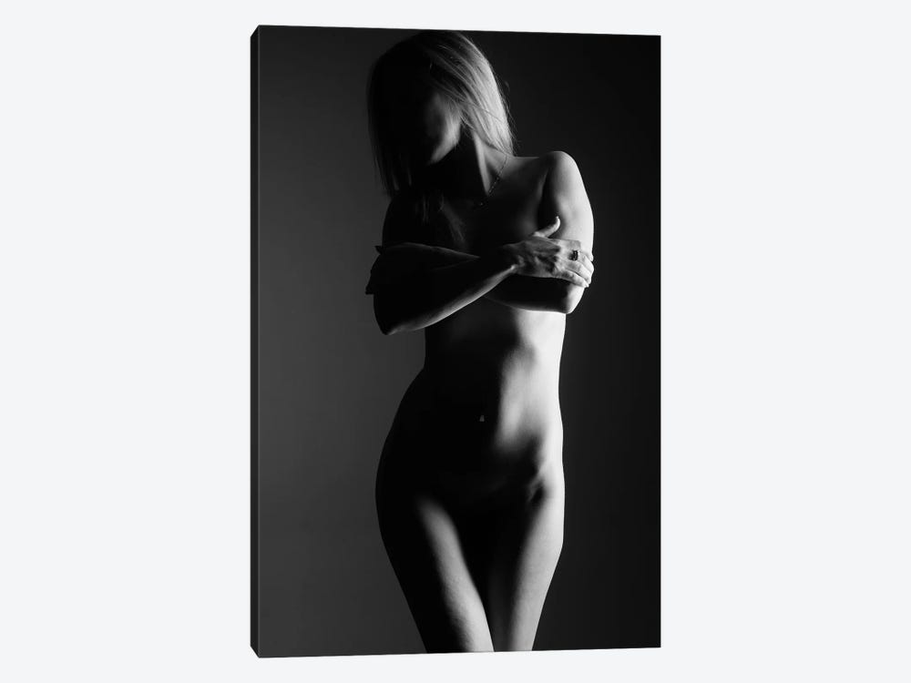 Nude Woman's Bodyscape Naked Standing Up In Black And White I by Alessandro Della Torre 1-piece Canvas Art