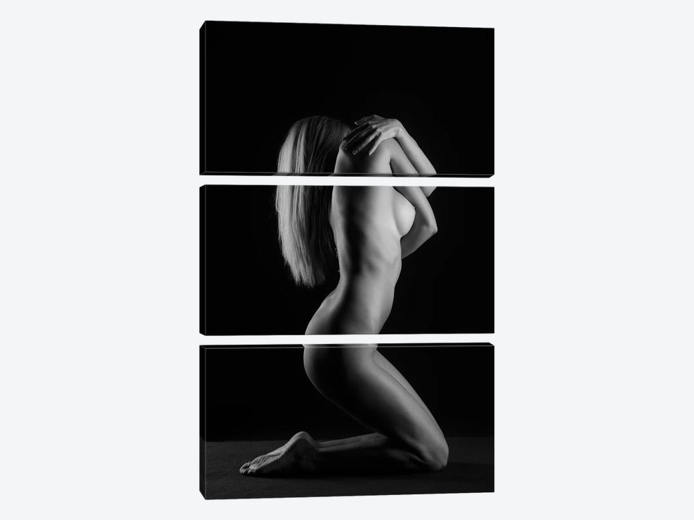 Yound Nude Woman Sexy Naked In Bodyscape V by Alessandro Della Torre 3-piece Canvas Artwork