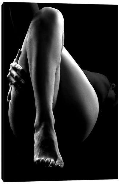 Black And White Nude Woman's Legs III Canvas Art Print - Legs