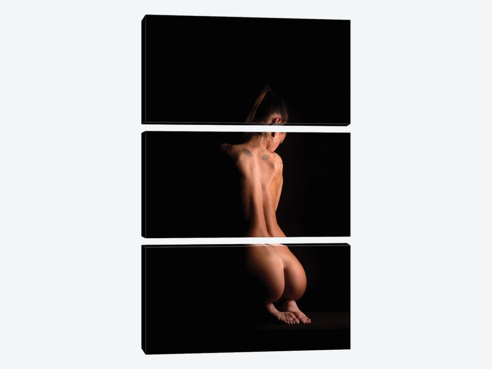 Nude Woman's Back And Ass Of Naked Girl Sitting Down by Alessandro Della Torre 3-piece Canvas Art Print
