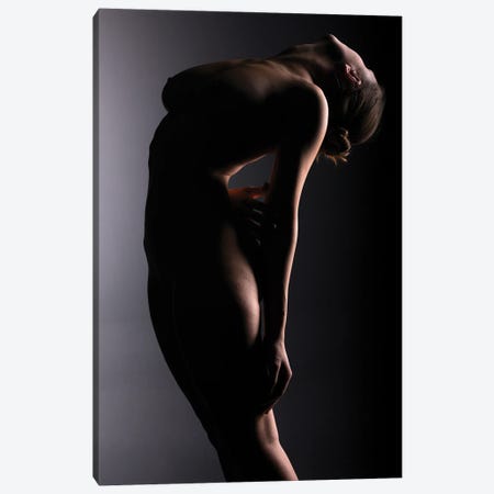 Naked Girl's Silhouette Posing Standing Up As Nude Woman Canvas Print #ADT54} by Alessandro Della Torre Canvas Wall Art