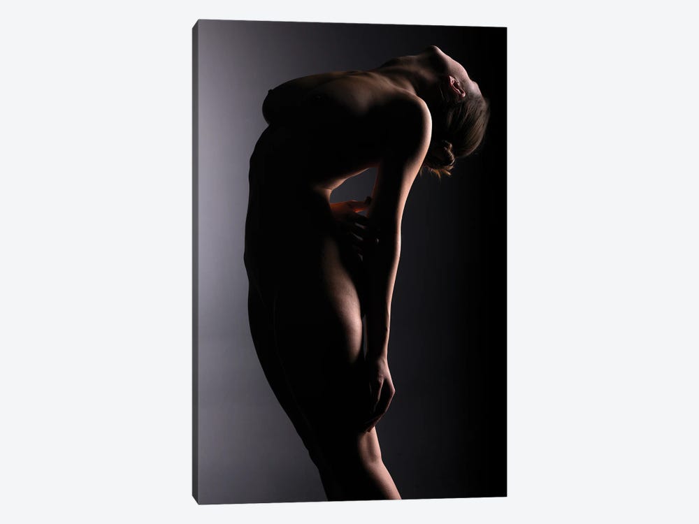 Naked Girl's Silhouette Posing Standing Up As Nude Woman by Alessandro Della Torre 1-piece Canvas Print