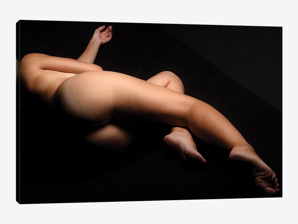 Naked Woman Laying Down Nude On Black Background by Alessandro Della Torre 1-piece Canvas Wall Art