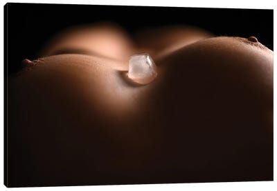 Ice Cube On Nude Woman's Breast Canvas Art Print - Alessandro Della Torre