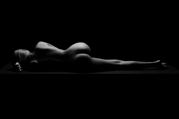 Nude Sexy Woman Sleeping And Resting Naked On Black Background