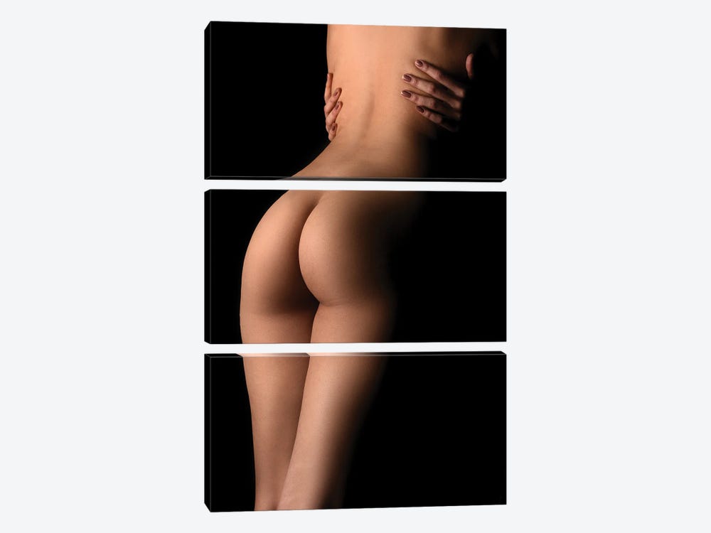 Woman's Nude Back And Sexy Buttocks Naked by Alessandro Della Torre 3-piece Canvas Print