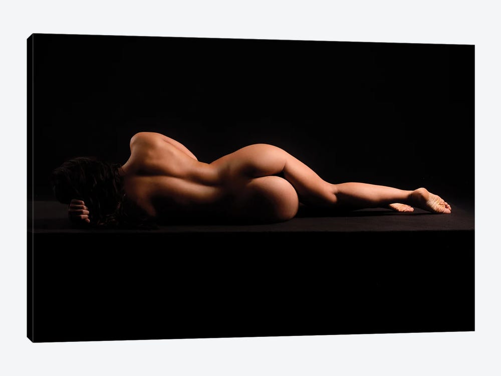 Nude Woman Laying Sleeping Naked Sensual On Black Background by Alessandro Della Torre 1-piece Canvas Wall Art