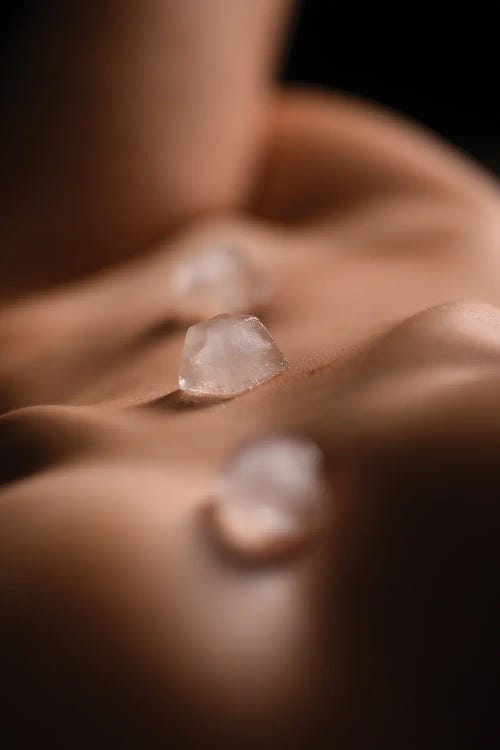 Cold Ice Cubes On A Nude Woman's Body