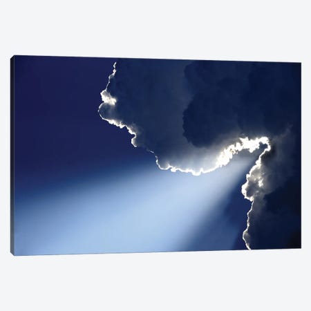Blue Sky With Sun Rays From A White Cloud On A Sunny Day In Milan, Italy Canvas Print #ADT591} by Alessandro Della Torre Canvas Art