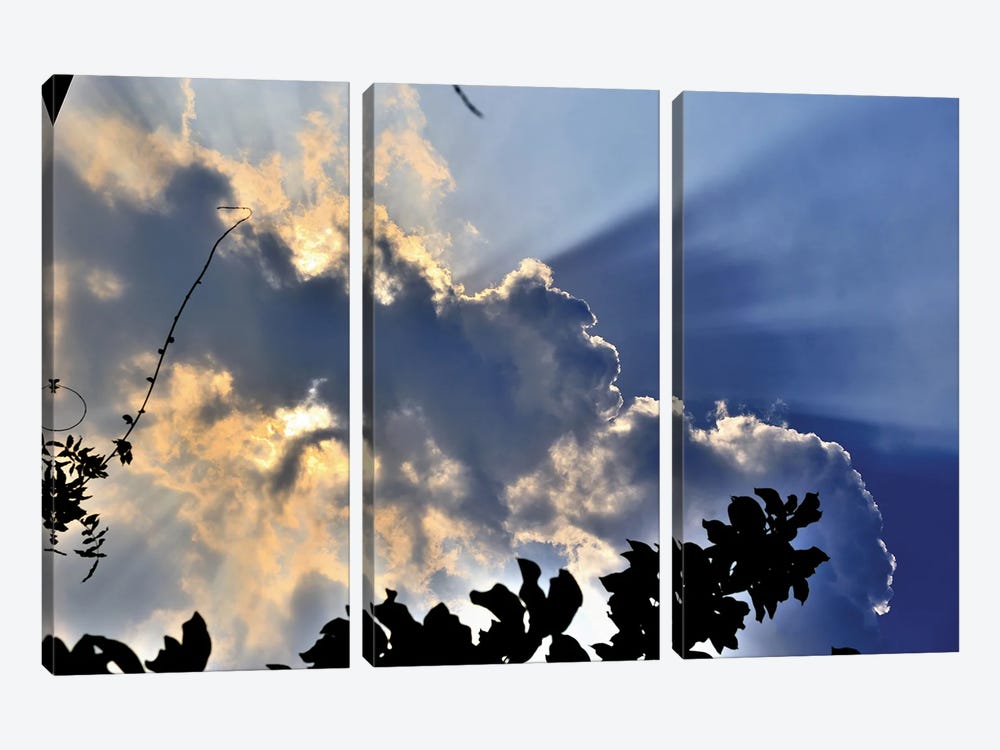 Sun Hidden By Clouds On A Blue Sky, In A Sunny Day In Milan, Italy by Alessandro Della Torre 3-piece Art Print