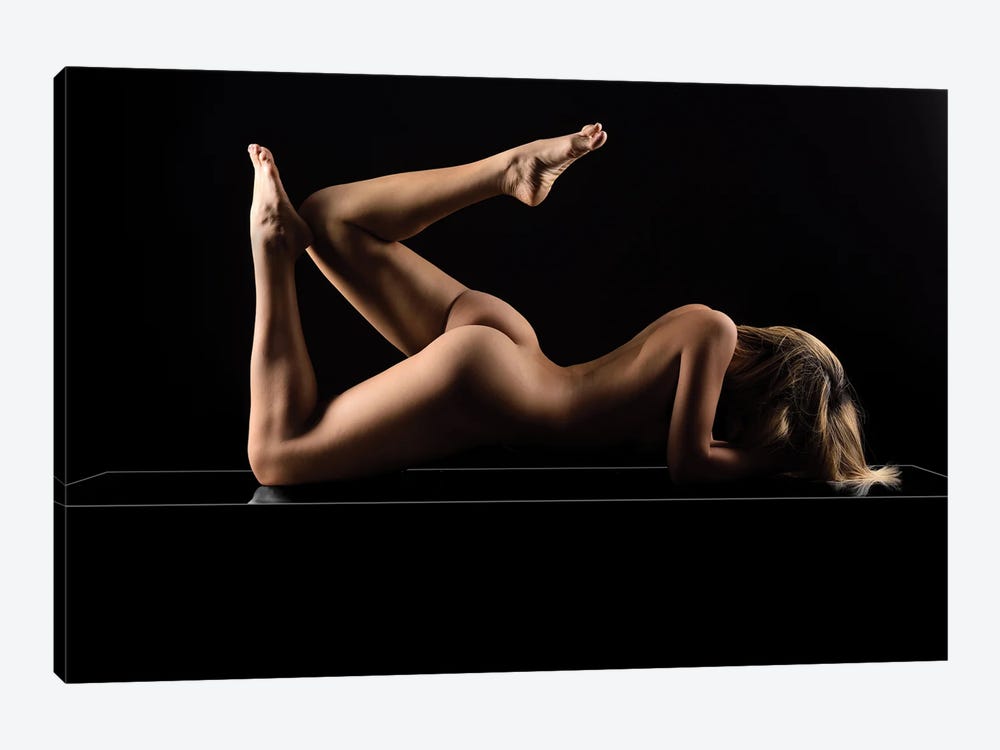 Woman Nude Sexy Making Yoga by Alessandro Della Torre 1-piece Art Print